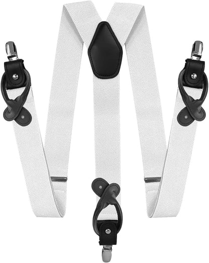Vittorio Farina Men's Convertible Suspender in Gift Box: 70% Polyester & 30% Elastomer - Suits You Sir - White - Silver