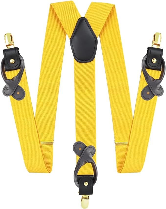 Vittorio Farina Men's Convertible Suspender in Gift Box: 70% Polyester & 30% Elastomer - Suits You Sir - Yellow - Gold