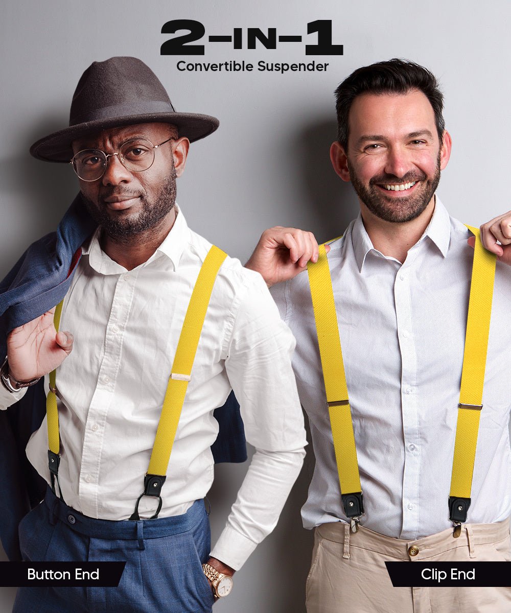 Vittorio Farina Men's Convertible Suspender in Gift Box: 70% Polyester & 30% Elastomer - Suits You Sir - Yellow - Silver