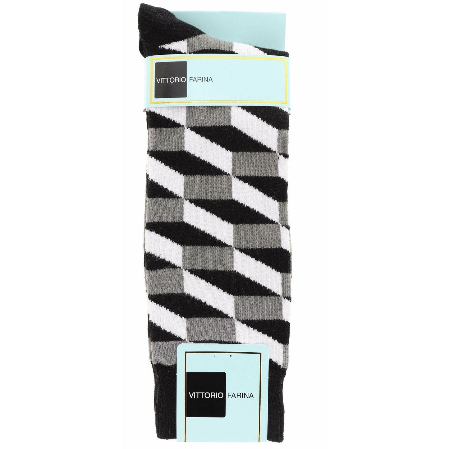 Vittorio Farina Men's Cotton Anklett Checker Dress Socks - Suits You Sir - Black, Gray and White - 6
