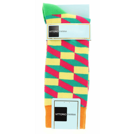 Vittorio Farina Men's Cotton Anklett Checker Dress Socks - Suits You Sir - Orange, Hunter Green and Yellow - 6