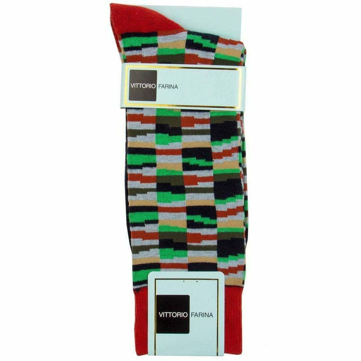 Vittorio Farina Men's Cotton Anklett Crazy Stripe Dress Socks - Suits You Sir - Red - 6