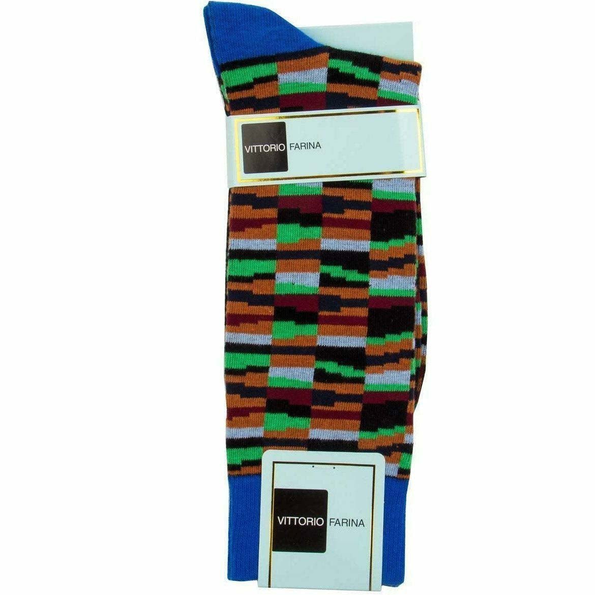 Vittorio Farina Men's Cotton Anklett Crazy Stripe Dress Socks - Suits You Sir - Red - 6