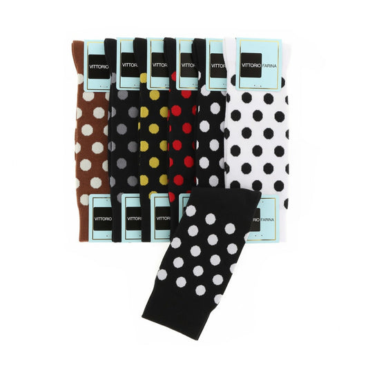 Vittorio Farina Men's Cotton Anklett Polka Dot Dress Socks - Black and Gray - 6