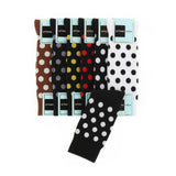 Vittorio Farina Men's Cotton Anklett Polka Dot Dress Socks - Black and Gray - 6