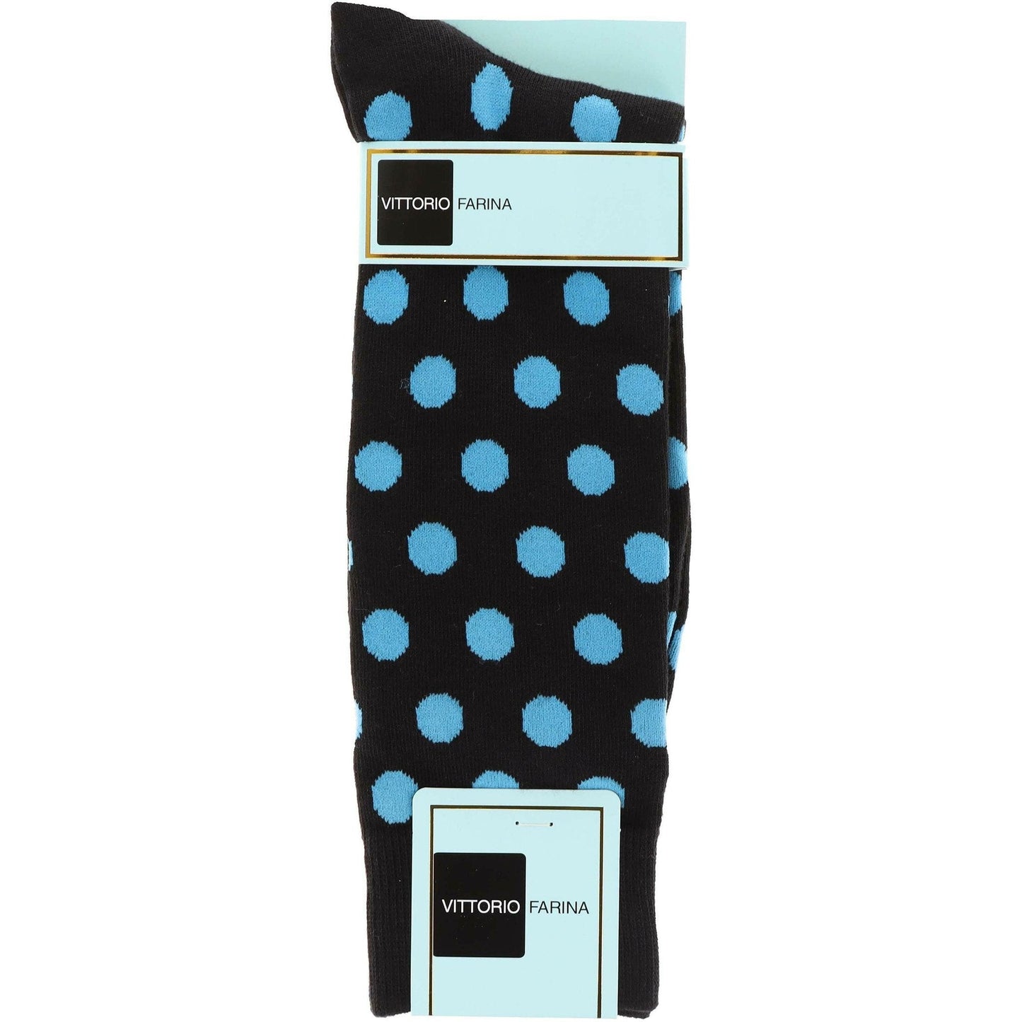 Vittorio Farina Men's Cotton Anklett Polka Dot Dress Socks - Suits You Sir - Black and Turquoise - 6
