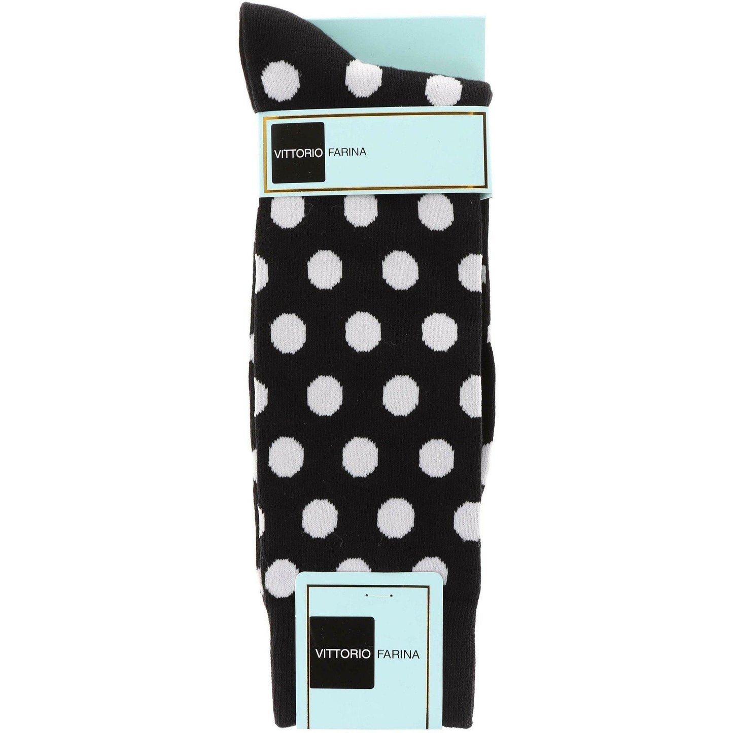 Vittorio Farina Men's Cotton Anklett Polka Dot Dress Socks - Suits You Sir - Black and White - 6