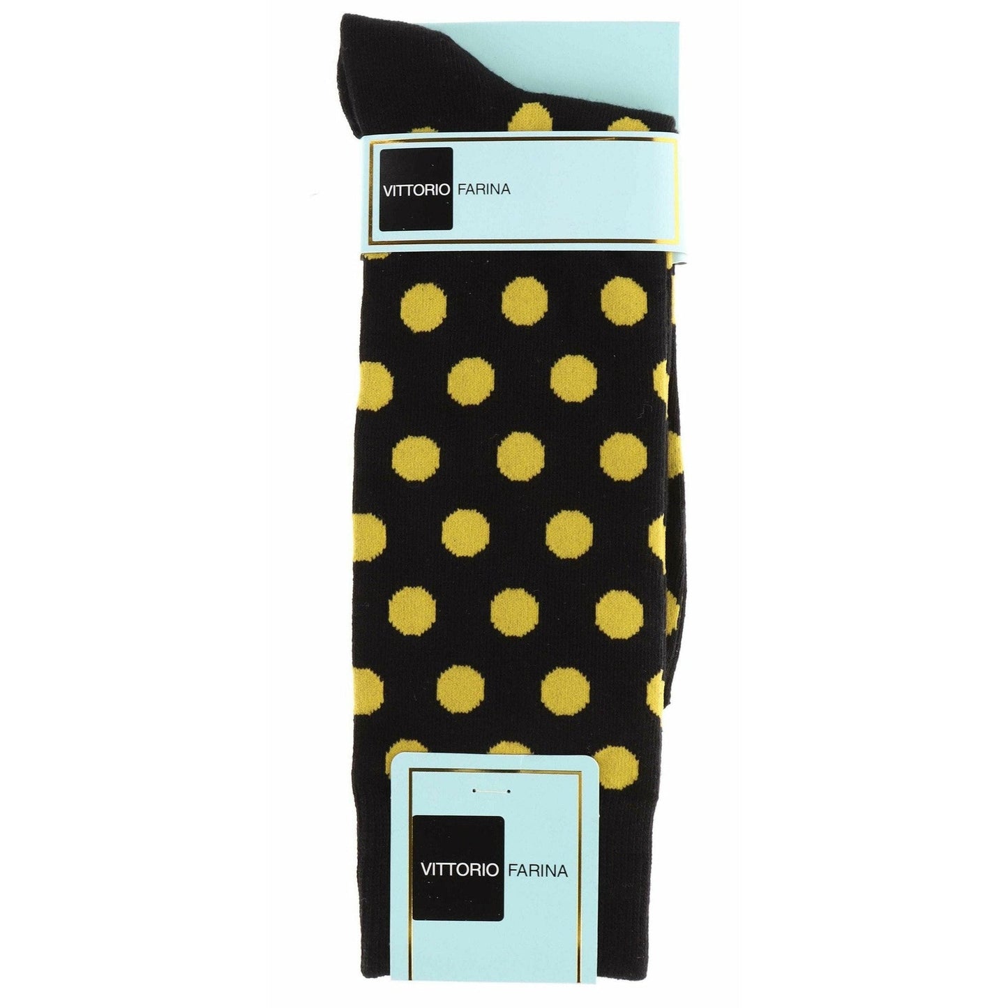 Vittorio Farina Men's Cotton Anklett Polka Dot Dress Socks - Suits You Sir - Black and Yellow - 6