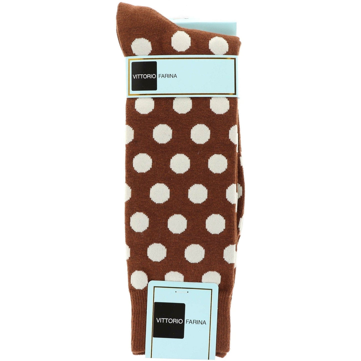 Vittorio Farina Men's Cotton Anklett Polka Dot Dress Socks - Suits You Sir - Tan and Cream - 6