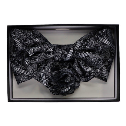 Vittorio Farina Men's Design XL Bow Tie, Pocket Square and Flower Lapel Pin in Gift Box - Suits You Sir - GB - XLBHL_2128 - 