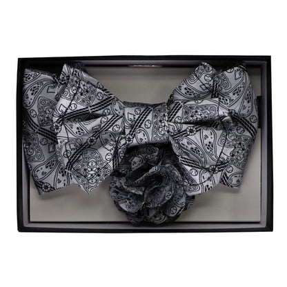 Vittorio Farina Men's Design XL Bow Tie, Pocket Square and Flower Lapel Pin in Gift Box - Suits You Sir - GB - XLBHL_2129 - 