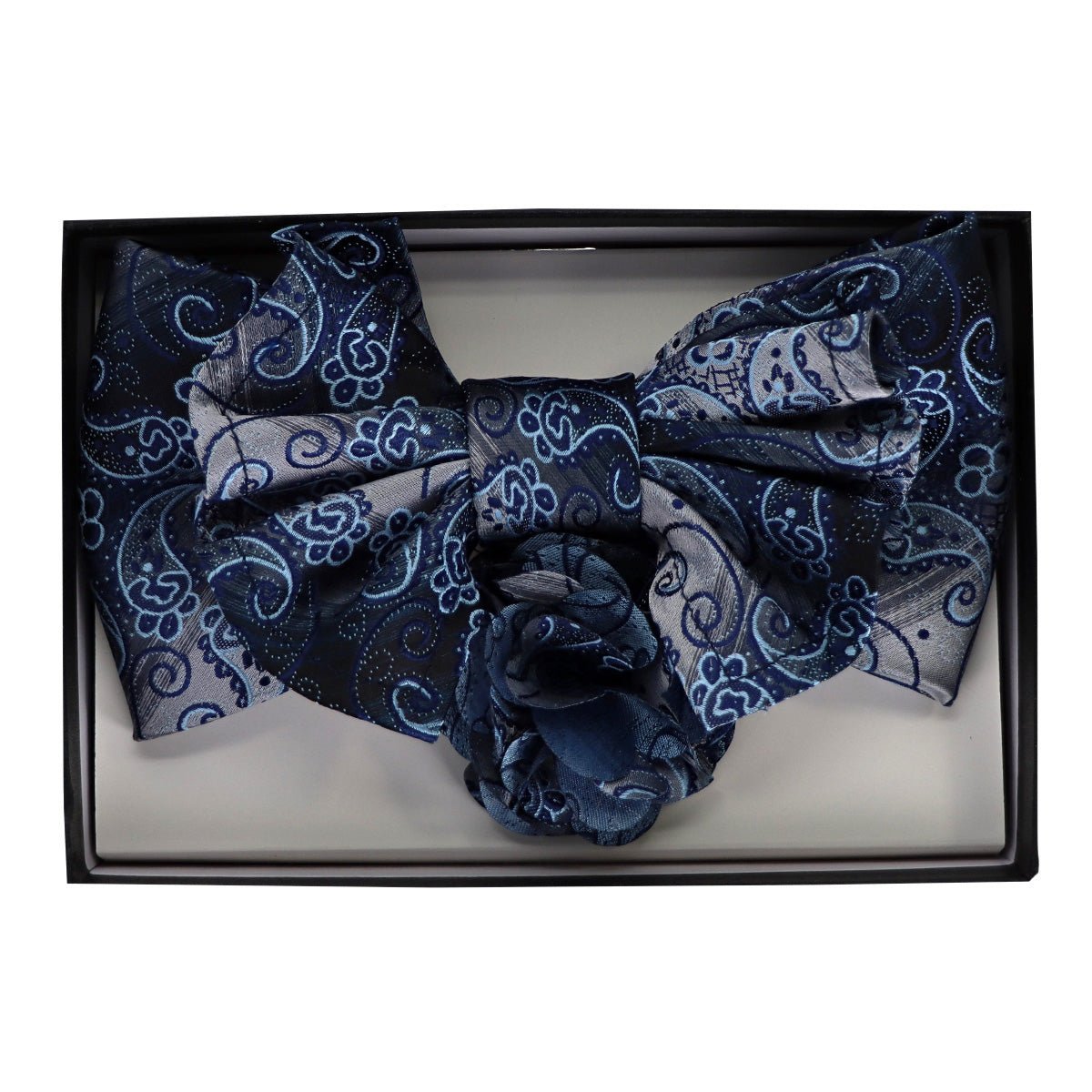 Vittorio Farina Men's Design XL Bow Tie, Pocket Square and Flower Lapel Pin in Gift Box - Suits You Sir - GB - XLBHL_2131 - 