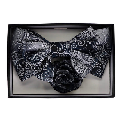 Vittorio Farina Men's Design XL Bow Tie, Pocket Square and Flower Lapel Pin in Gift Box - Suits You Sir - GB - XLBHL_2132 - 