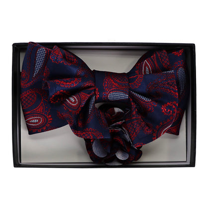 Vittorio Farina Men's Design XL Bow Tie, Pocket Square and Flower Lapel Pin in Gift Box - Suits You Sir - GB - XLBHL_2134 - 