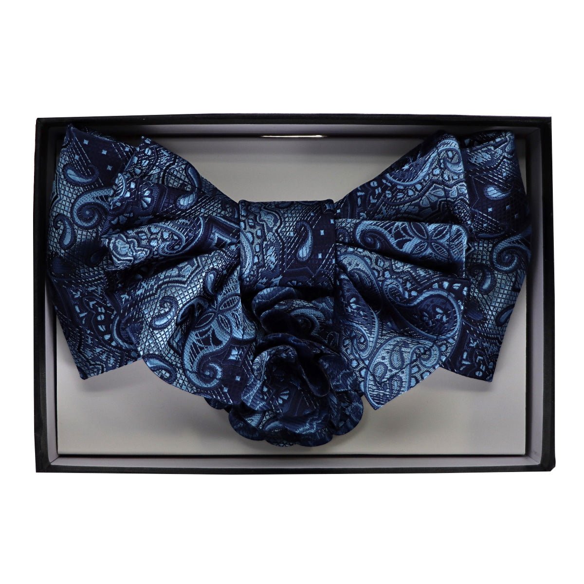 Vittorio Farina Men's Design XL Bow Tie, Pocket Square and Flower Lapel Pin in Gift Box - Suits You Sir - GB - XLBHL_2136 - 