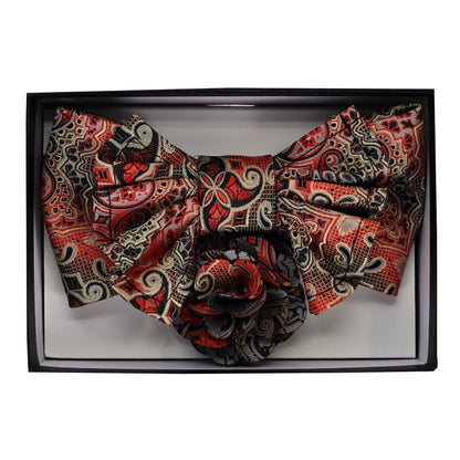 Vittorio Farina Men's Design XL Bow Tie, Pocket Square and Flower Lapel Pin in Gift Box - Suits You Sir - GB - XLBHL_2137 - 