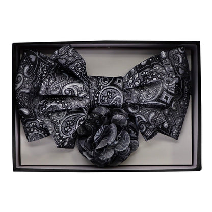 Vittorio Farina Men's Design XL Bow Tie, Pocket Square and Flower Lapel Pin in Gift Box - Suits You Sir - GB - XLBHL_2139 - 