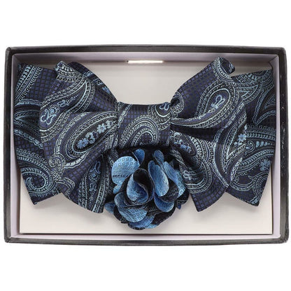 Vittorio Farina Men's Design XL Bow Tie, Pocket Square and Flower Lapel Pin in Gift Box - Suits You Sir - XL2103 - 