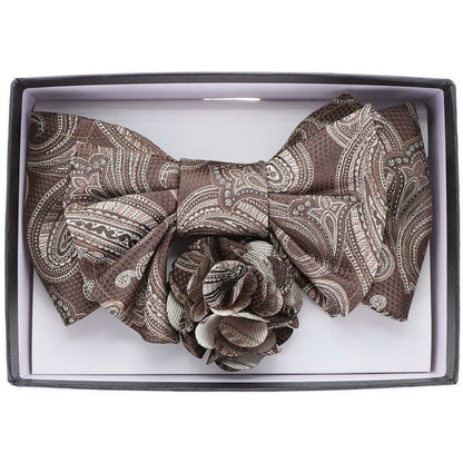Vittorio Farina Men's Design XL Bow Tie, Pocket Square and Flower Lapel Pin in Gift Box - Suits You Sir - XL2111 - 