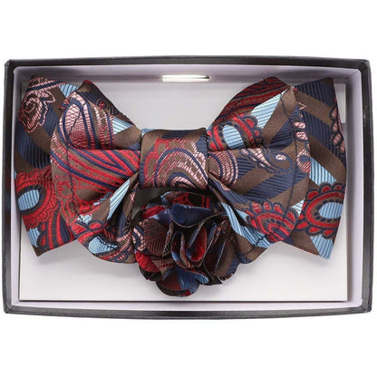 Vittorio Farina Men's Design XL Bow Tie, Pocket Square and Flower Lapel Pin in Gift Box - Suits You Sir - XL2113 - 