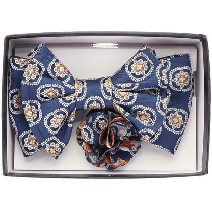 Vittorio Farina Men's Design XL Bow Tie, Pocket Square and Flower Lapel Pin in Gift Box - Suits You Sir - XL2119 - 