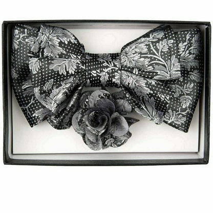 Vittorio Farina Men's Design XL Bow Tie, Pocket Square and Flower Lapel Pin in Gift Box - Suits You Sir - XL2121 - 