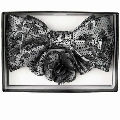 Vittorio Farina Men's Design XL Bow Tie, Pocket Square and Flower Lapel Pin in Gift Box - Suits You Sir - XL2121 - 