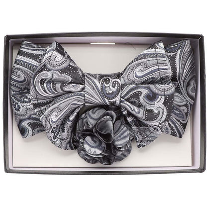 Vittorio Farina Men's Design XL Bow Tie, Pocket Square and Flower Lapel Pin in Gift Box - Suits You Sir - XL2121 - 