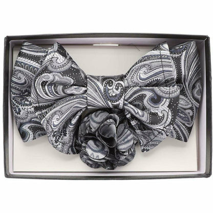 Vittorio Farina Men's Design XL Bow Tie, Pocket Square and Flower Lapel Pin in Gift Box - Suits You Sir - XL2123 - 