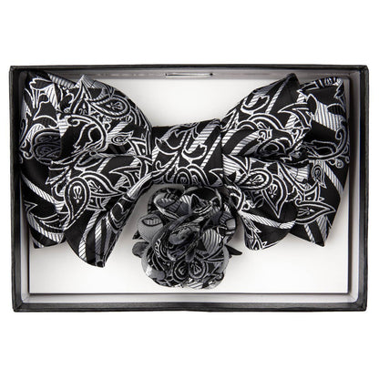 Vittorio Farina Men's Design XL Bow Tie, Pocket Square and Flower Lapel Pin in Gift Box - Suits You Sir - XL2125 - 