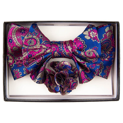 Vittorio Farina Men's Design XL Bow Tie, Pocket Square and Flower Lapel Pin in Gift Box - Suits You Sir - XL2127 - 