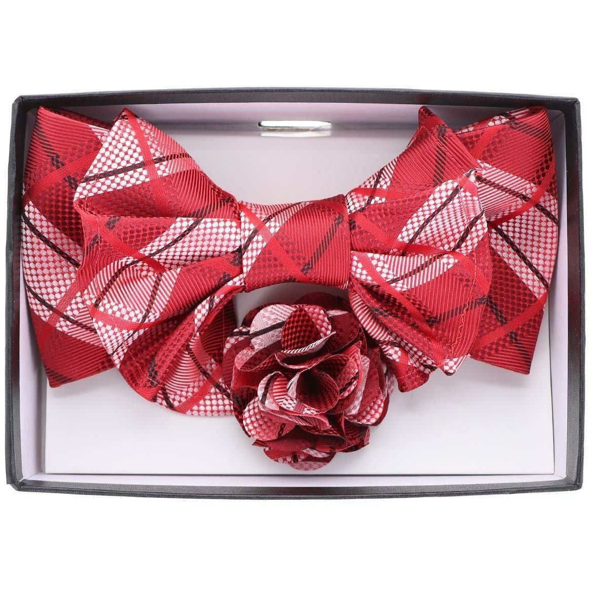 Vittorio Farina Men's Design XL Bow Tie, Pocket Square and Flower Lapel Pin in Gift Box - Suits You Sir - XL2127 - 