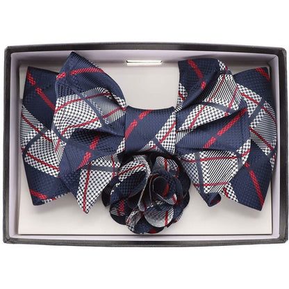 Vittorio Farina Men's Design XL Bow Tie, Pocket Square and Flower Lapel Pin in Gift Box - Suits You Sir - XL2127 - 