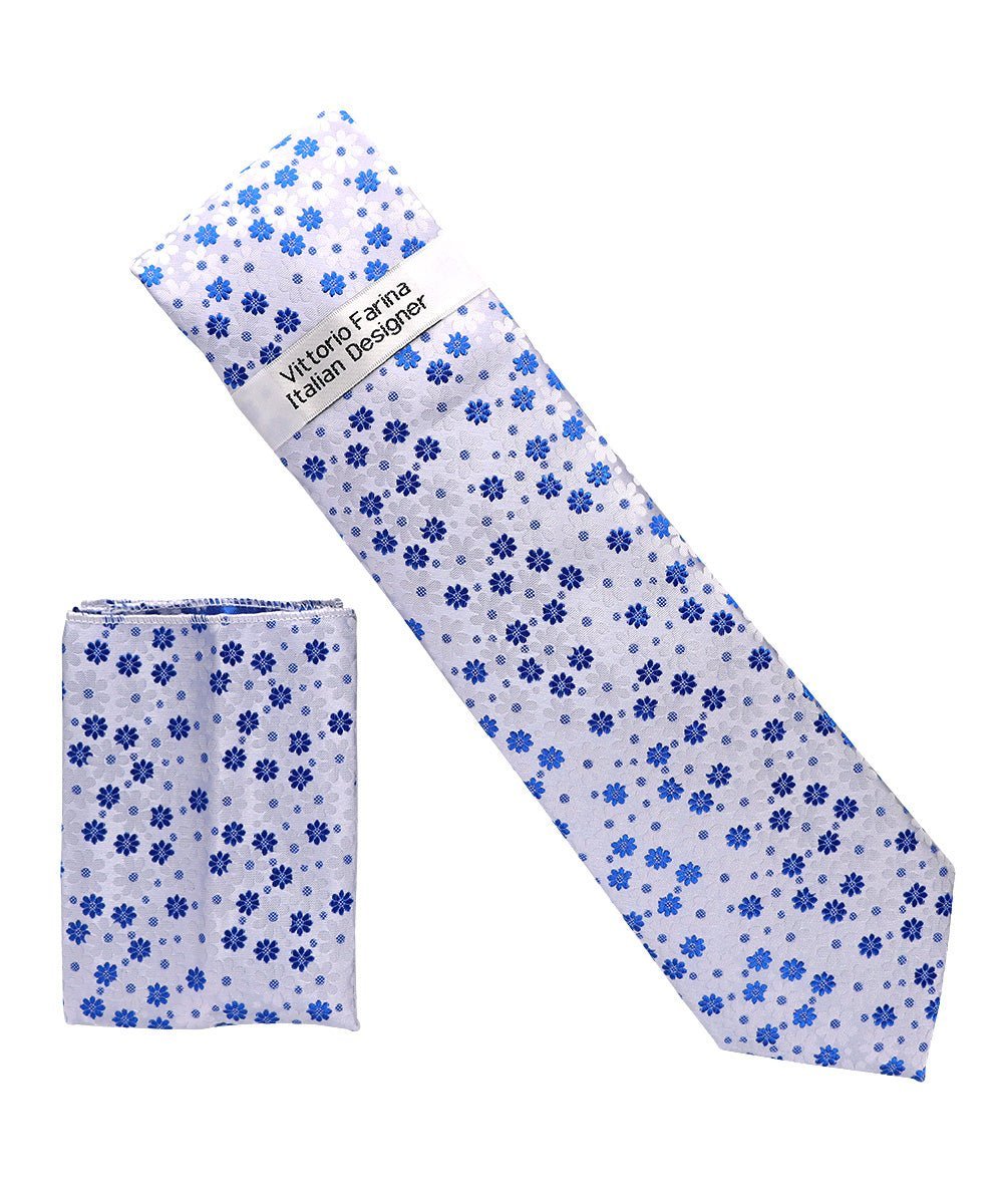 Vittorio Farina Men's Floral Design Necktie & Pocket Square - Suits You Sir - D - 1115 - 