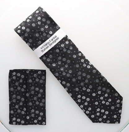 Vittorio Farina Men's Floral Design Necktie & Pocket Square - Suits You Sir - D - 1319 - 