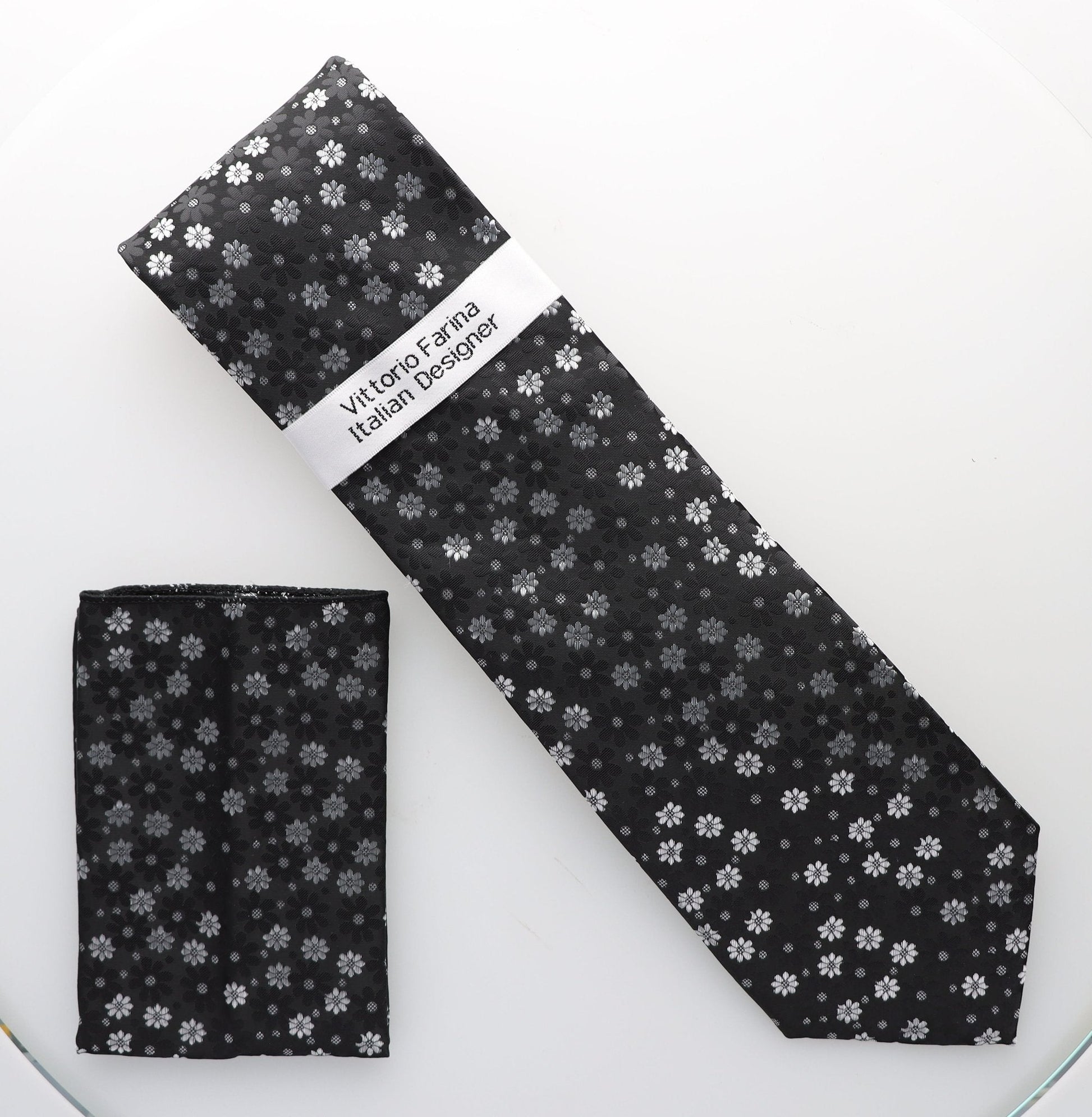 Vittorio Farina Men's Floral Design Necktie & Pocket Square - Suits You Sir - D - 1319 - 
