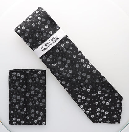 Vittorio Farina Men's Floral Design Necktie & Pocket Square - Suits You Sir - D - 1319 - 