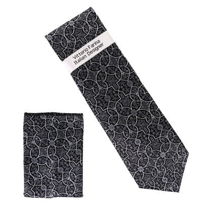 Vittorio Farina Men's Floral Design Necktie & Pocket Square - Suits You Sir - D - 1362 - 