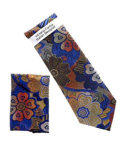 Vittorio Farina Men's Floral Design Necktie & Pocket Square - Suits You Sir - D - 1362 - 