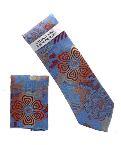 Vittorio Farina Men's Floral Design Necktie & Pocket Square - Suits You Sir - D - 1362 - 