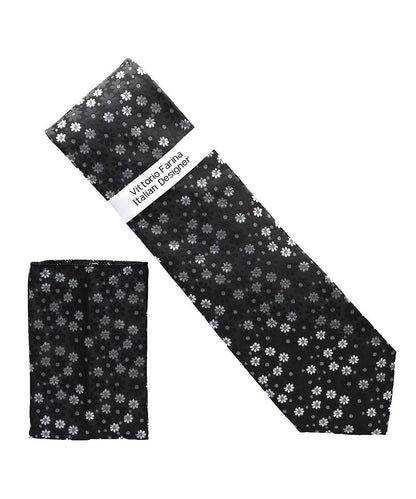 Vittorio Farina Men's Floral Design Necktie & Pocket Square - Suits You Sir - D - 1403 - 