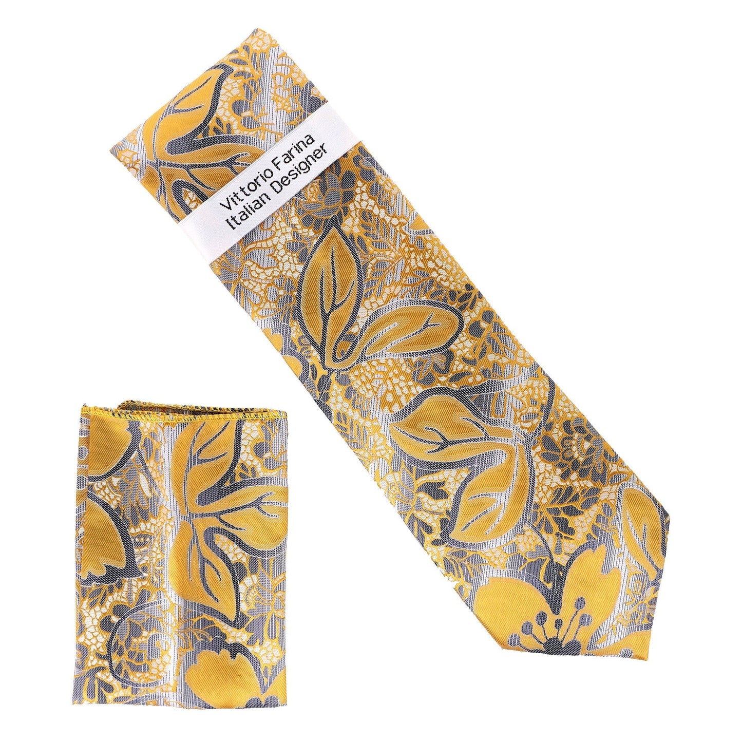 Vittorio Farina Men's Floral Design Necktie & Pocket Square - Suits You Sir - D - 1406 - 
