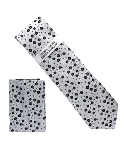 Vittorio Farina Men's Floral Design Necktie & Pocket Square - Suits You Sir - D - 1406 - 