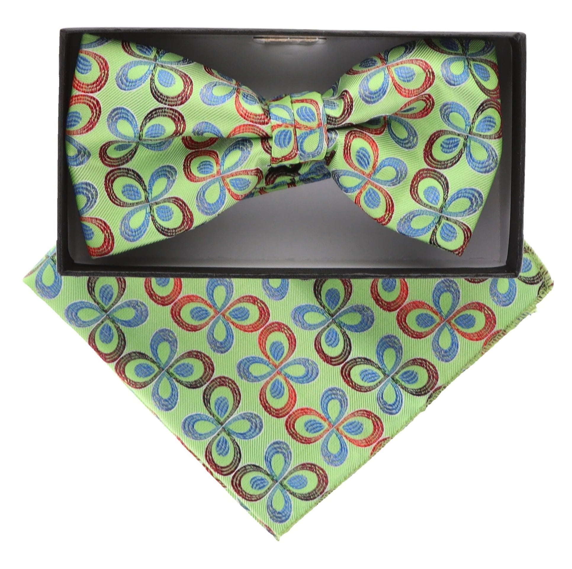 Vittorio Farina Men's Floral Design Satin Bow Tie & Pocket Square in Gift Box - Suits You Sir - BH - 21007 - 