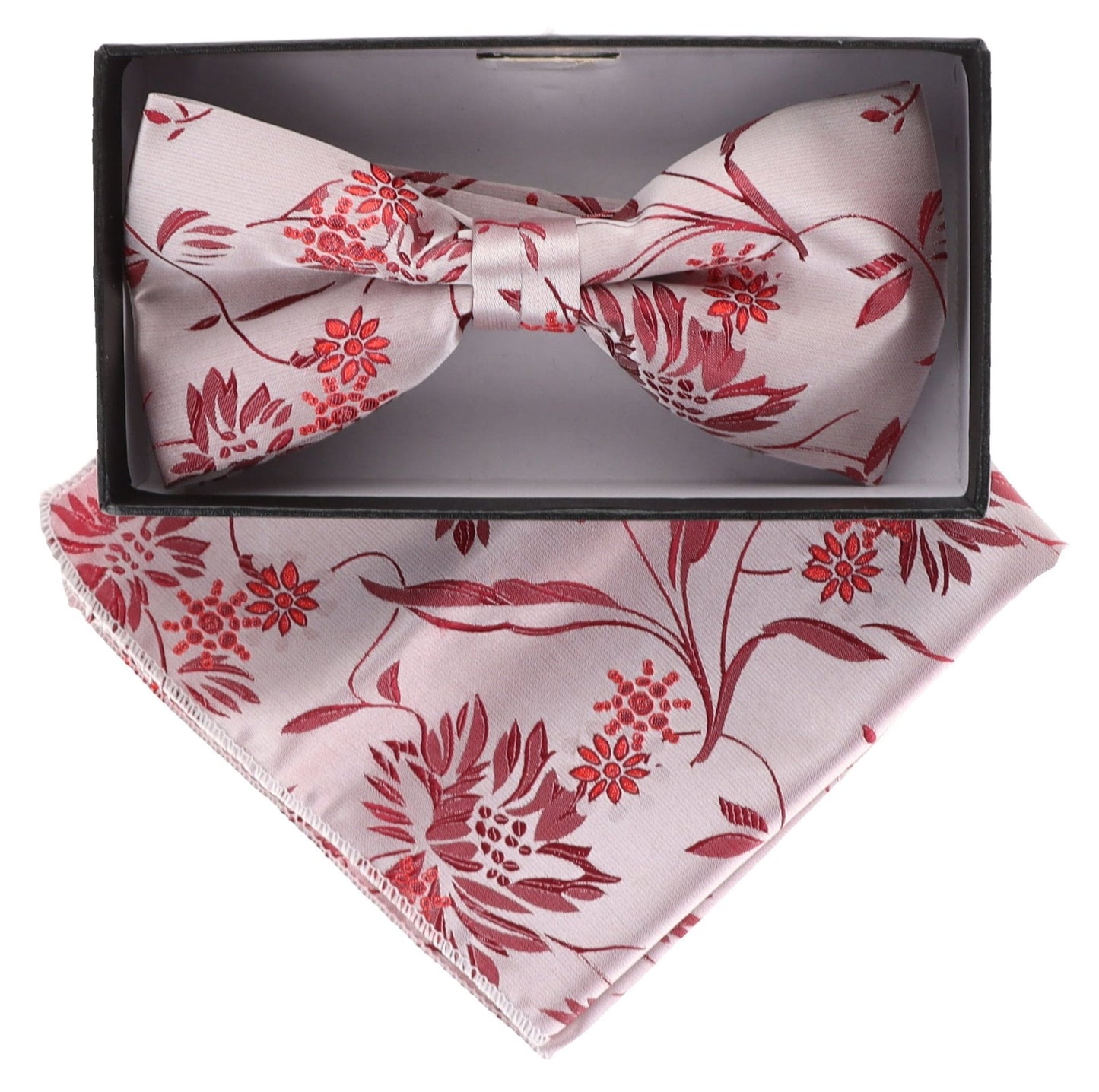 Vittorio Farina Men's Floral Design Satin Bow Tie & Pocket Square in Gift Box - Suits You Sir - BH - 21009 - 