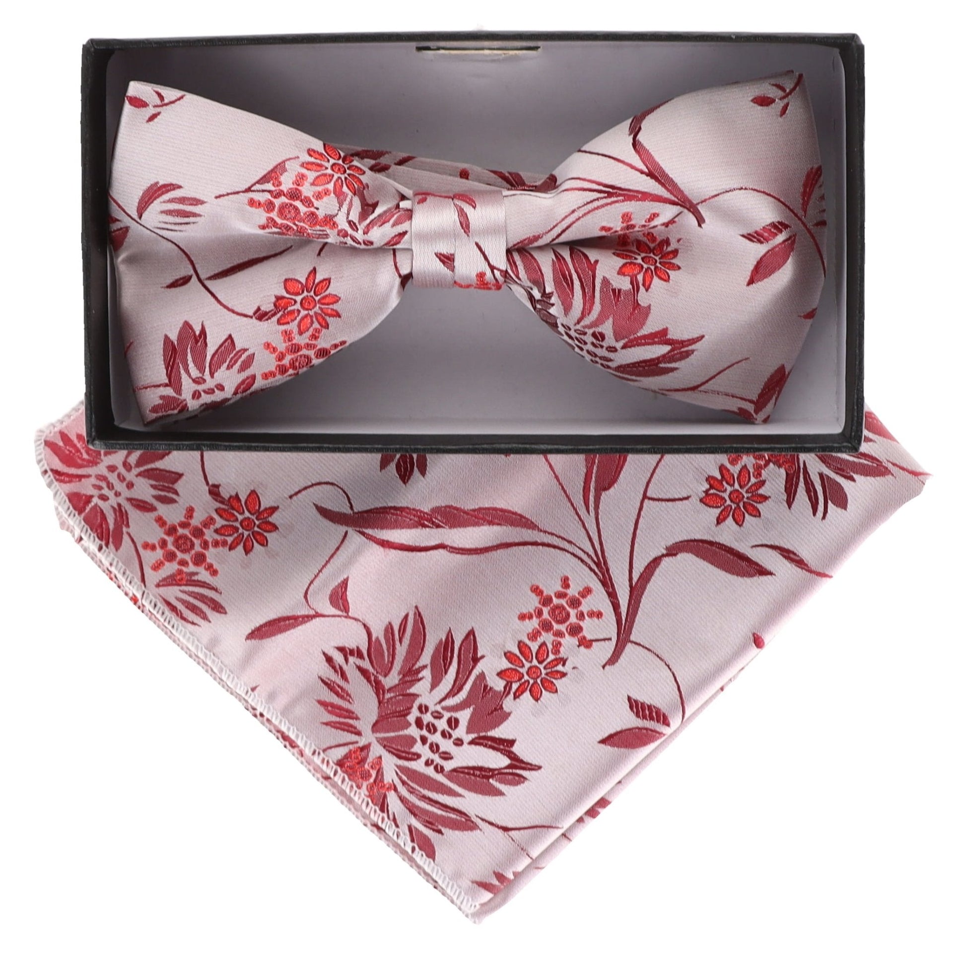 Vittorio Farina Men's Floral Design Satin Bow Tie & Pocket Square in Gift Box - Suits You Sir - BH - 21009 - 