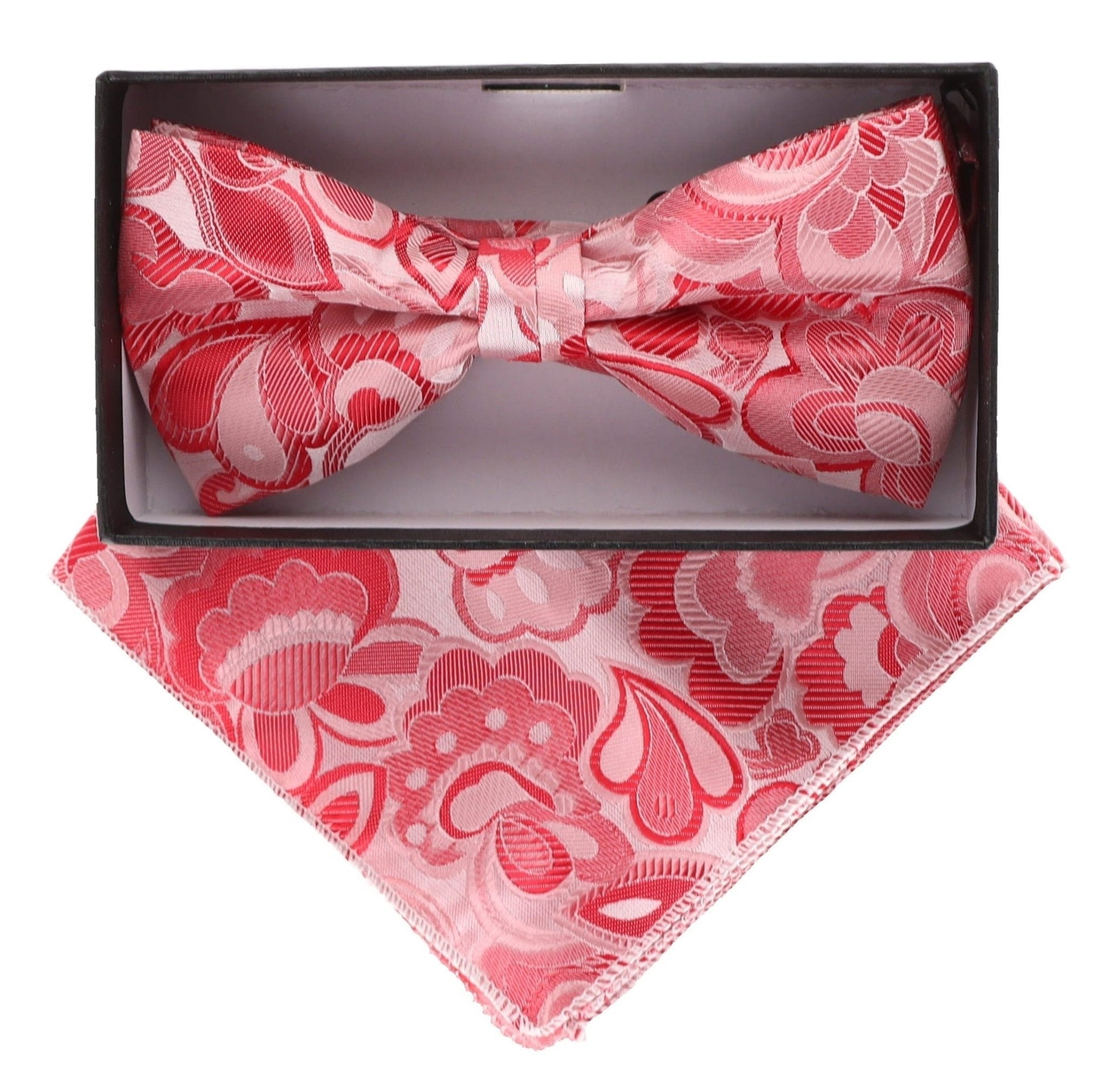Vittorio Farina Men's Floral Design Satin Bow Tie & Pocket Square in Gift Box - Suits You Sir - BH - 21009 - 