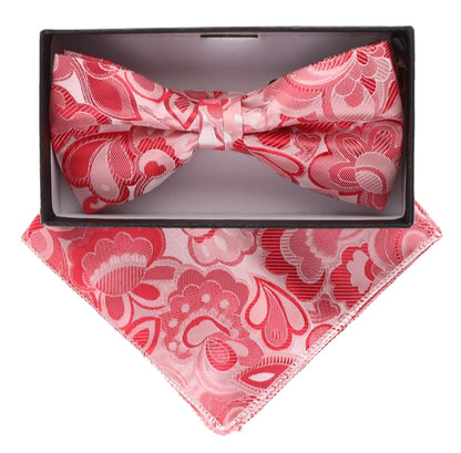 Vittorio Farina Men's Floral Design Satin Bow Tie & Pocket Square in Gift Box - Suits You Sir - BH - 21009 - 