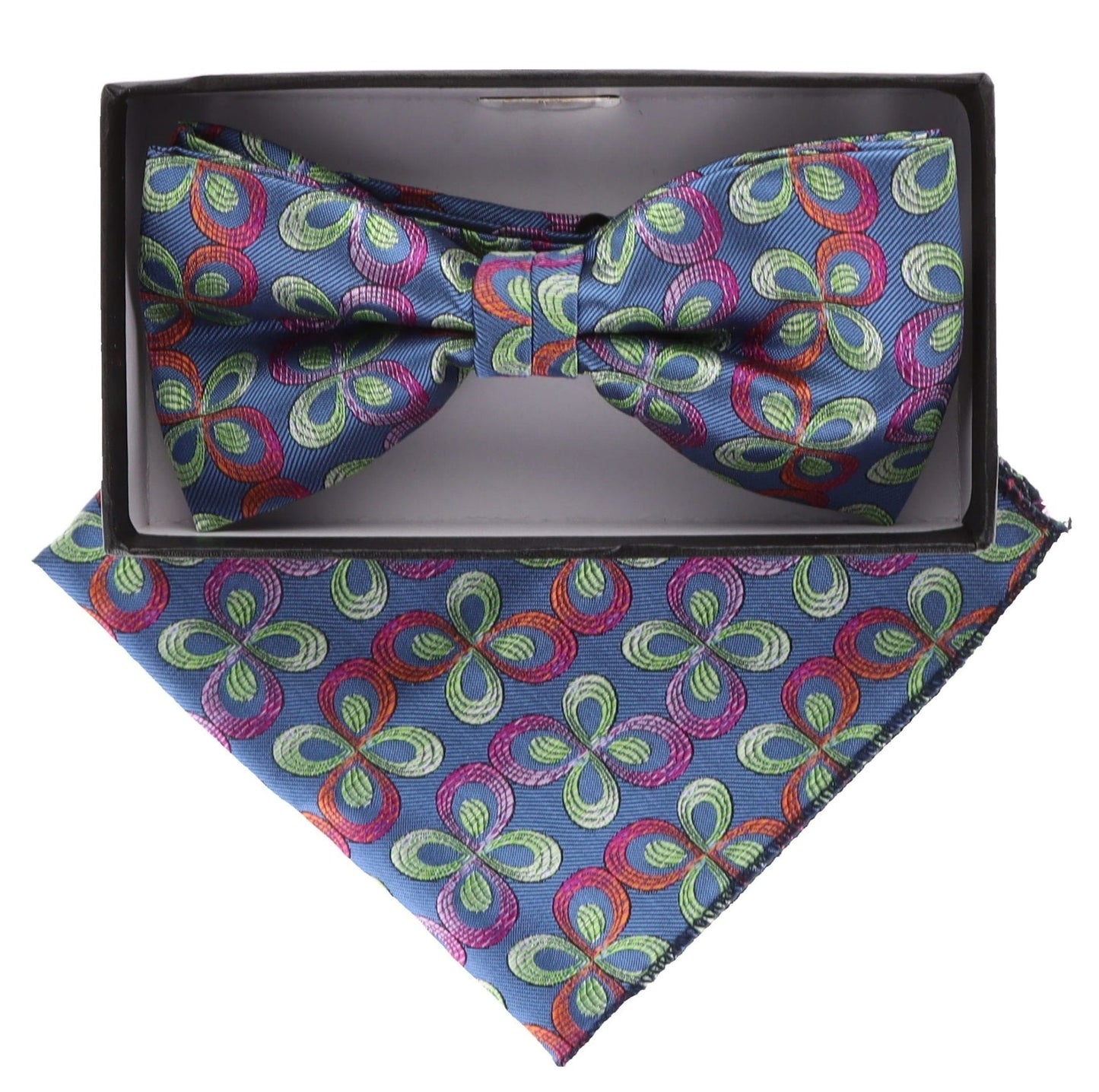 Vittorio Farina Men's Floral Design Satin Bow Tie & Pocket Square in Gift Box - Suits You Sir - BH - 21009 - 