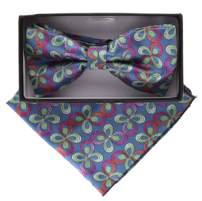 Vittorio Farina Men's Floral Design Satin Bow Tie & Pocket Square in Gift Box - Suits You Sir - BH - 21009 - 